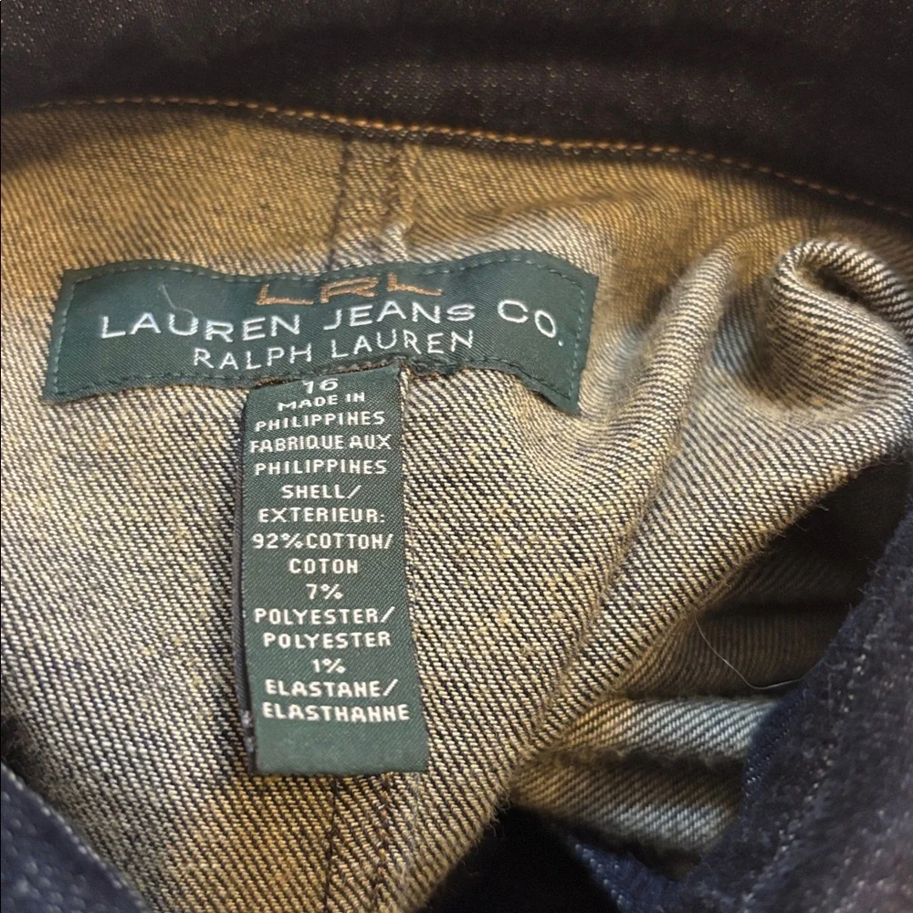 LRL Lauren Jeans Co. Ralph Lauren size 16 princess seams button up Jean jacket - Picture 8 of 10